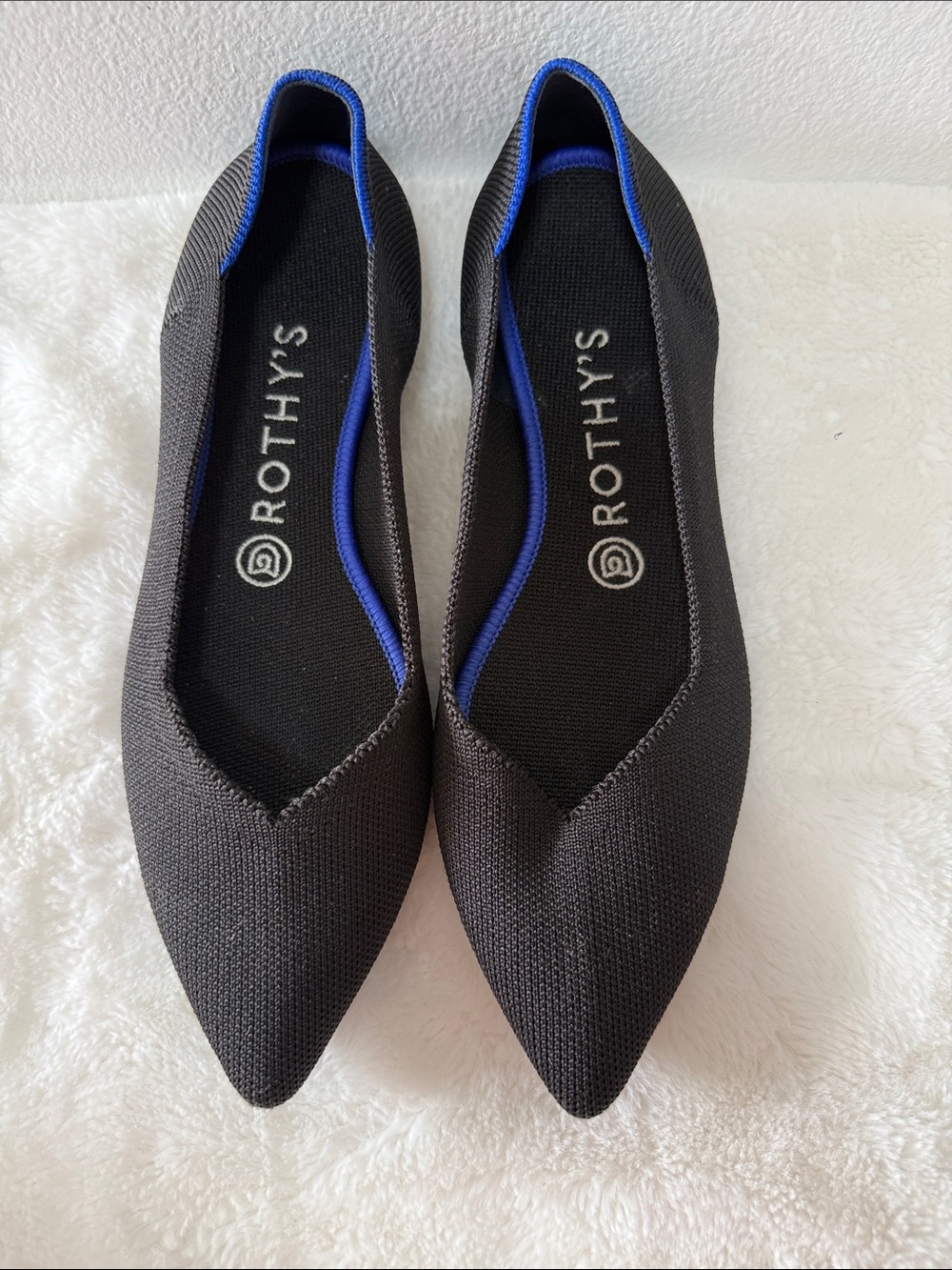 Rothy's The Point Pointed-Toe Flats in Black US 8.5